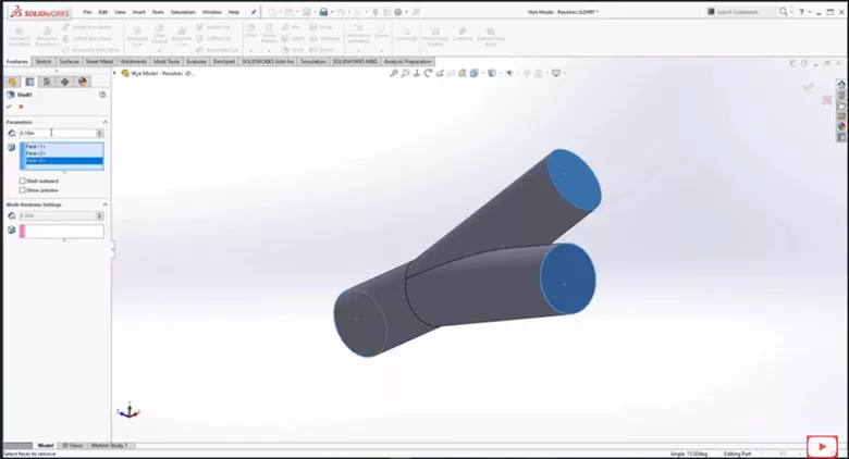 Example of a Shell Revolve in SOLIDWORKS 