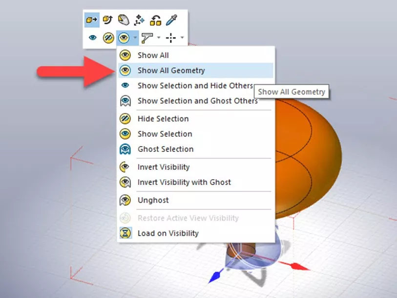Show All Geometry Option in SOLIDWORKS Composer 