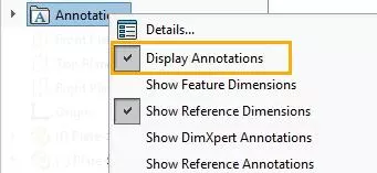 Show Cosmetic Threads SOLIDWORKS Display Annotations