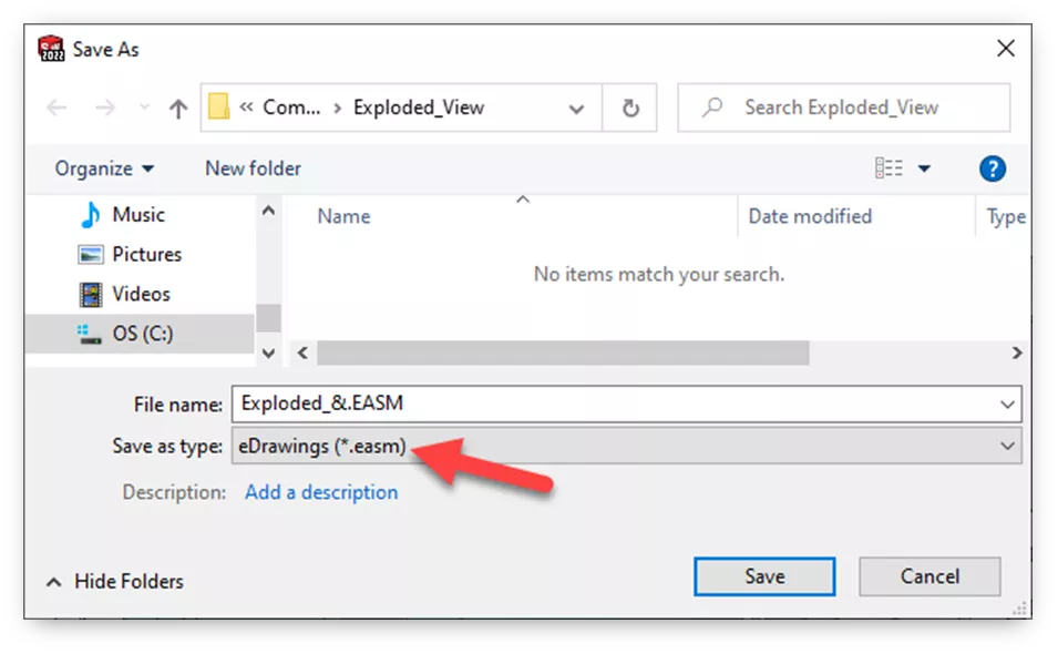 Save As Type eDrawings File