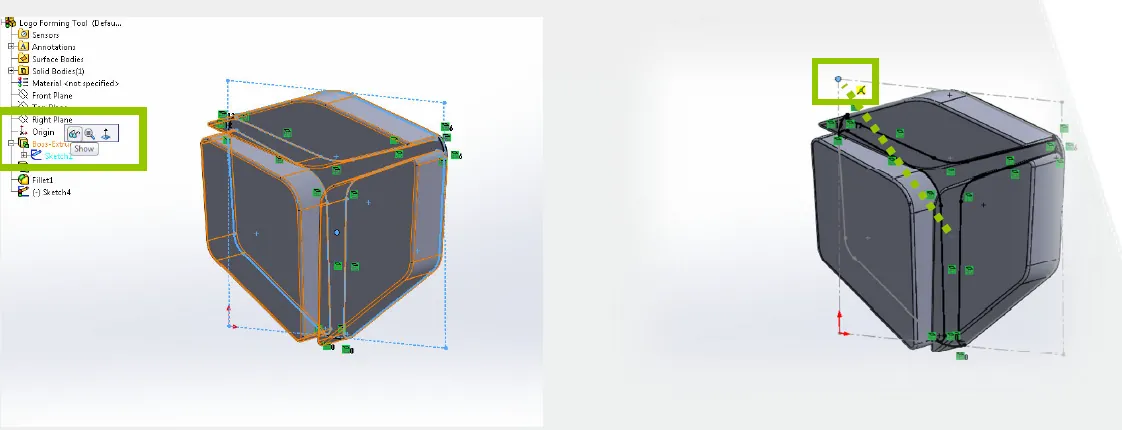 Showing Feature Sketch and Dragging Placement Point