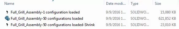 Shrink Configured Part File Size in SOLIDWORKS