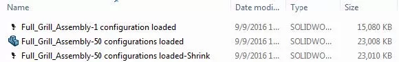 Shrink Configured SOLIDWORKS Part File Size