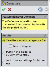 Simplified Model SOLIDWORKS Options