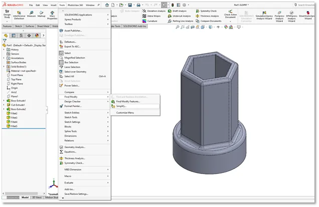 Simplify Utility in SOLIDWORKS