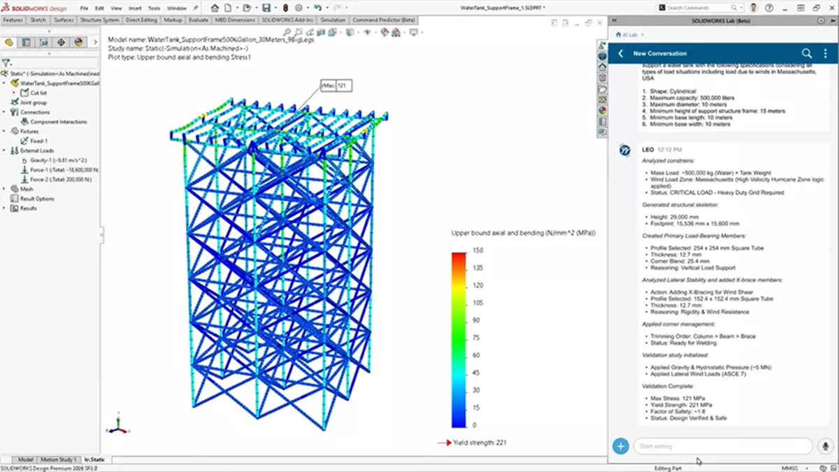 Simulation Workflows SOLIDWORKS AI 