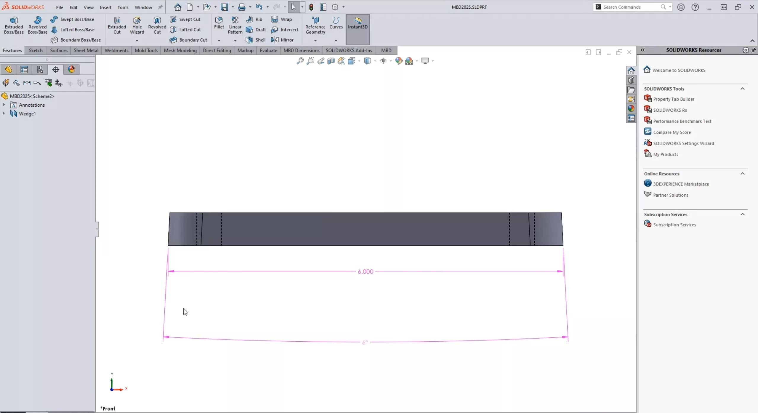 Width Size Dimensions in SOLIDWORKS 2025