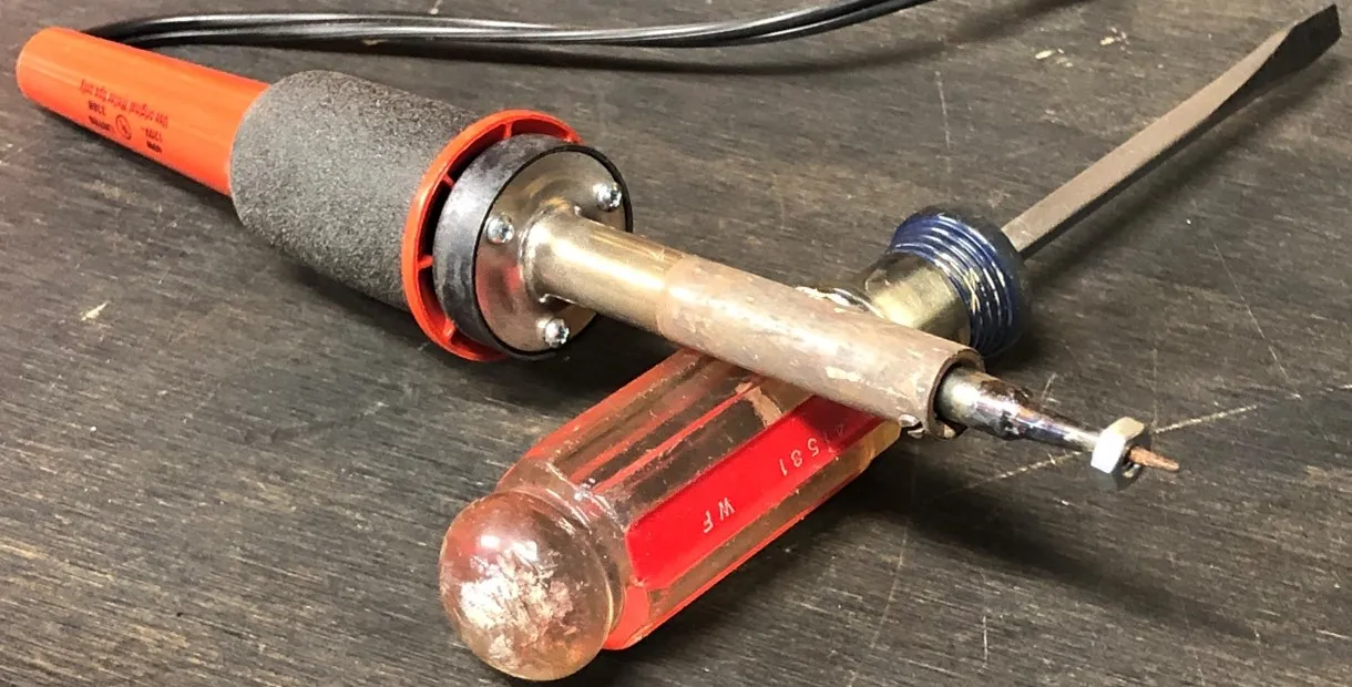 Soldering iron used to insert small fasteners into 3D printed parts