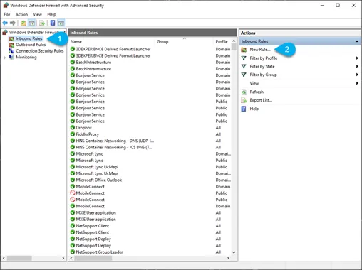 SolidNetWork License Manager Inbound Rules