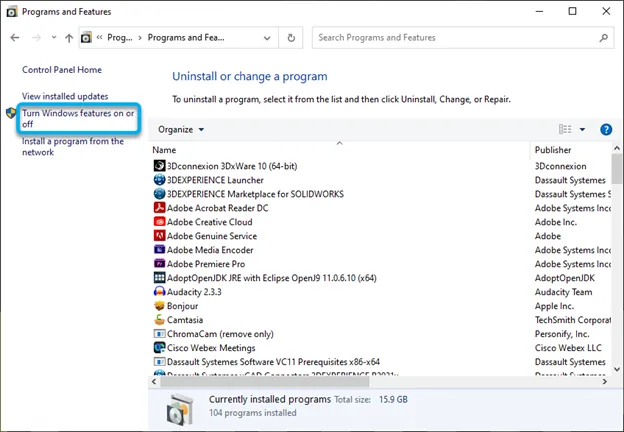 SolidNetWork License Manager Installation Windows Features