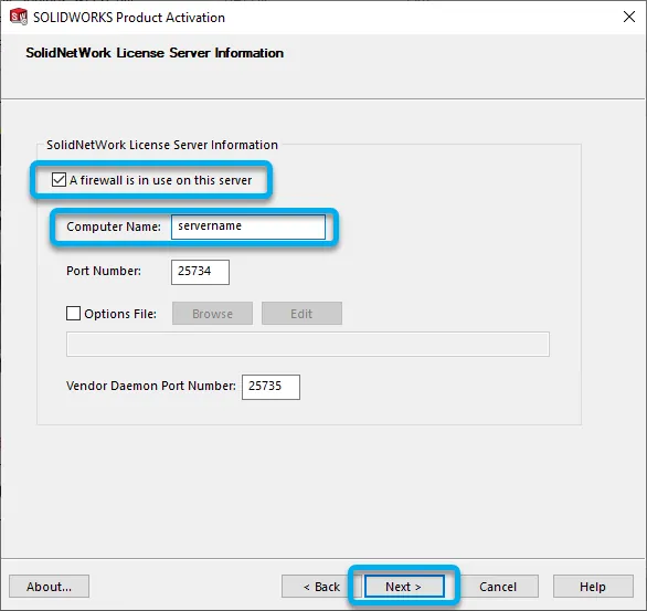 SolidNetWork License Server Information 