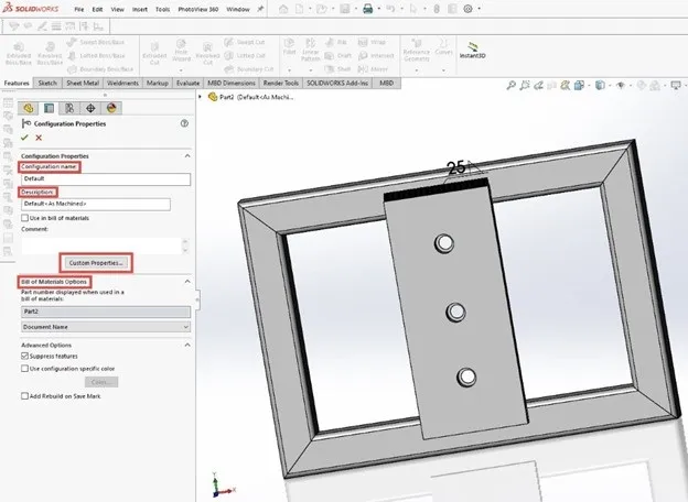 weldment configurations default