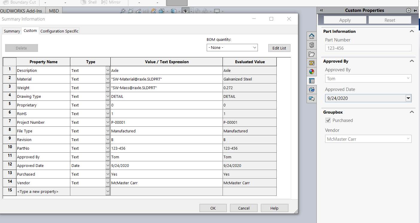 SOLIDWORKS Custom Property Tab Builder StepbyStep Guide GoEngineer