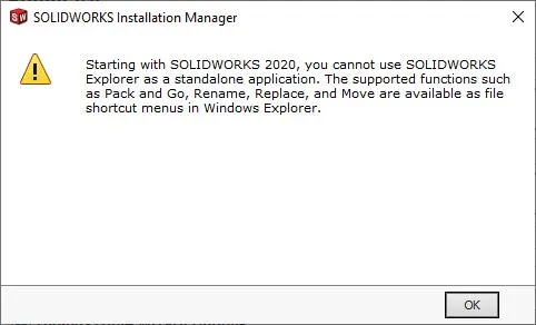 SOLIDWORKS 2020 Installation Manager