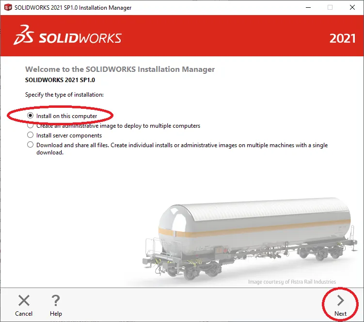 SOLIDWORKS Installation Manager Welcome Screen