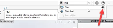 SOLIDWORKS 2021 Search Command Updates