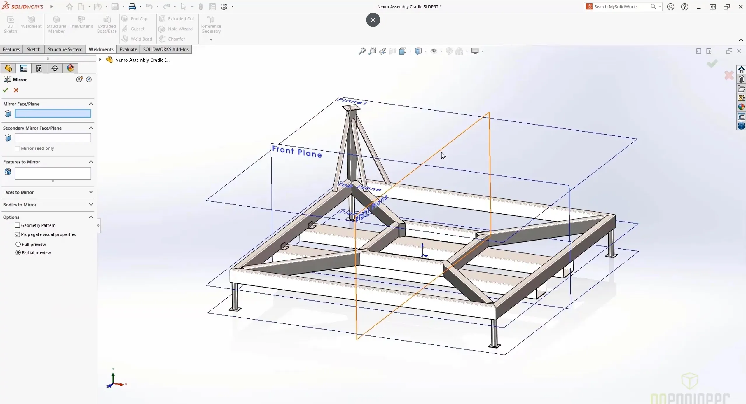SOLIDWORKS 2022 Structure Systems Reference Planes