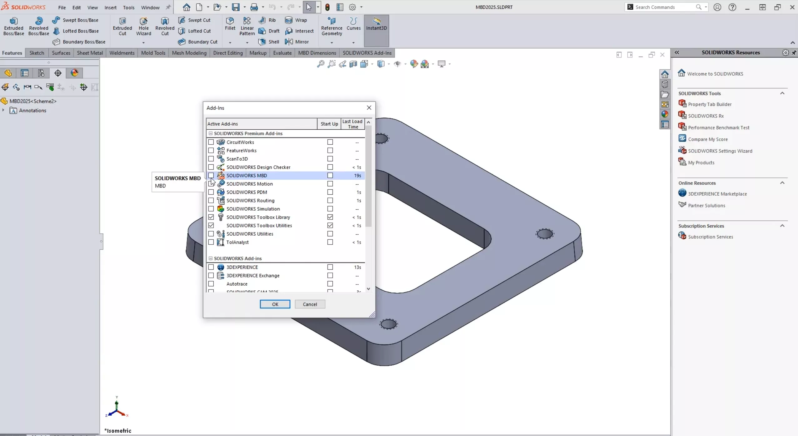 MBD Add-in Available in SOLIDWORKS 2025