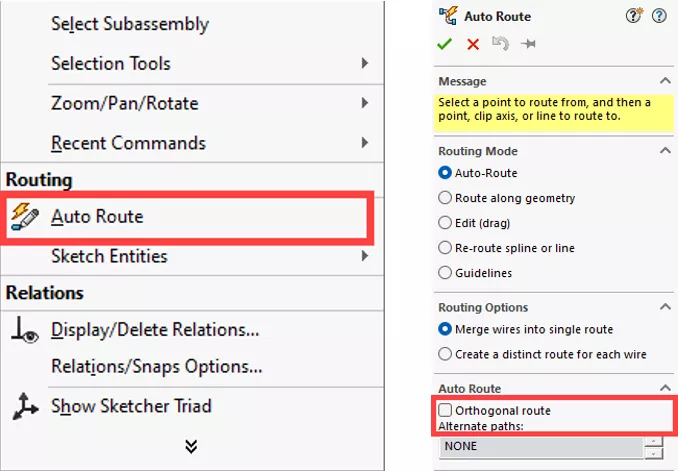 SOLIDWORKS 2026 Auto Route