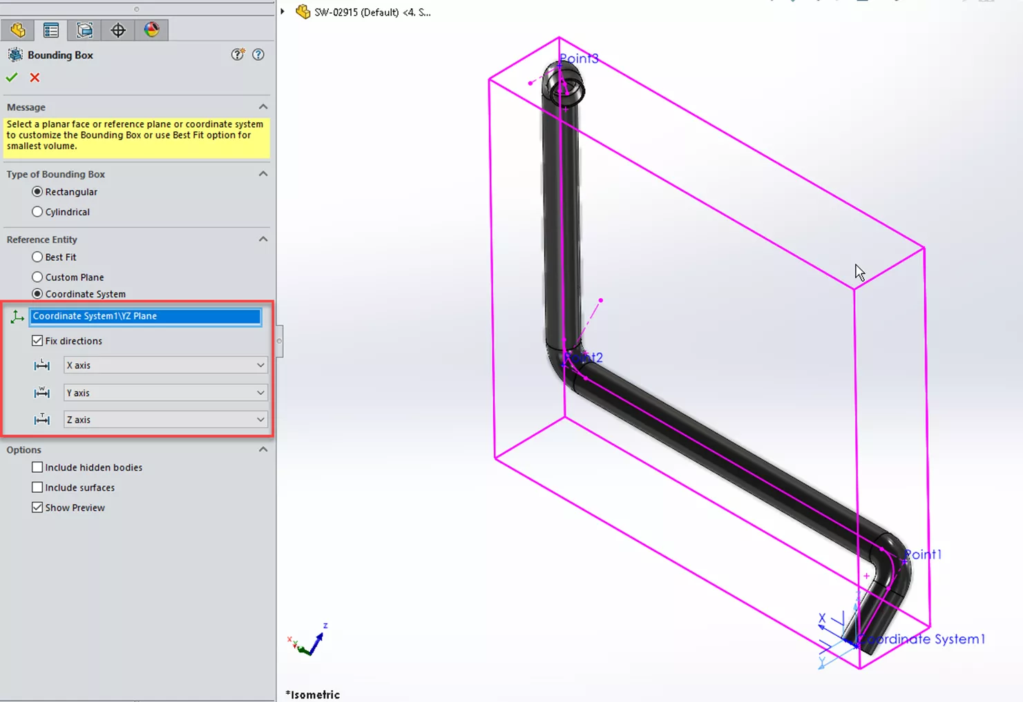 SOLIDWORKS 2026 Bounding Box 