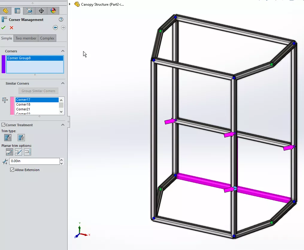 SOLIDWORKS 2026 Corner Management Updates