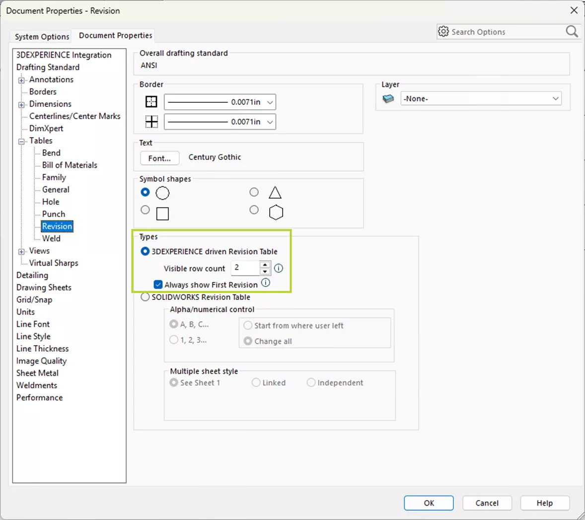 SOLIDWORKS Drawings 2026 What's New Revision Tables