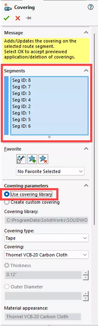 SOLIDWORKS 2026 Routing Custom Coverings