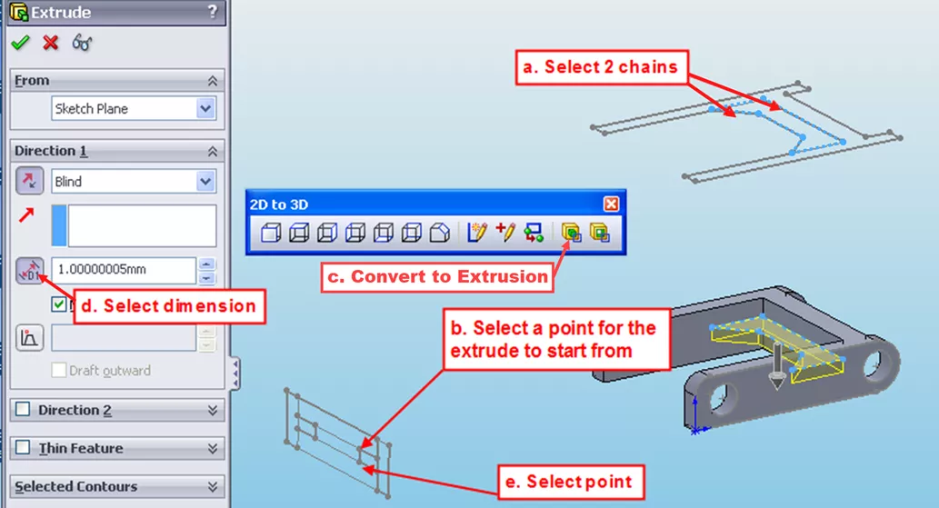 SOLIDWORKS 2D to 3D Extrude