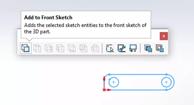 SOLIDWORKS 2D to 3D Toolbar Add to Front Sketch Icon