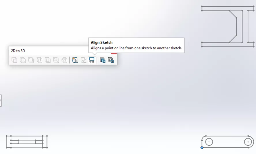 SOLIDWORKS 2D to 3D Toolbar Align Sketch Option