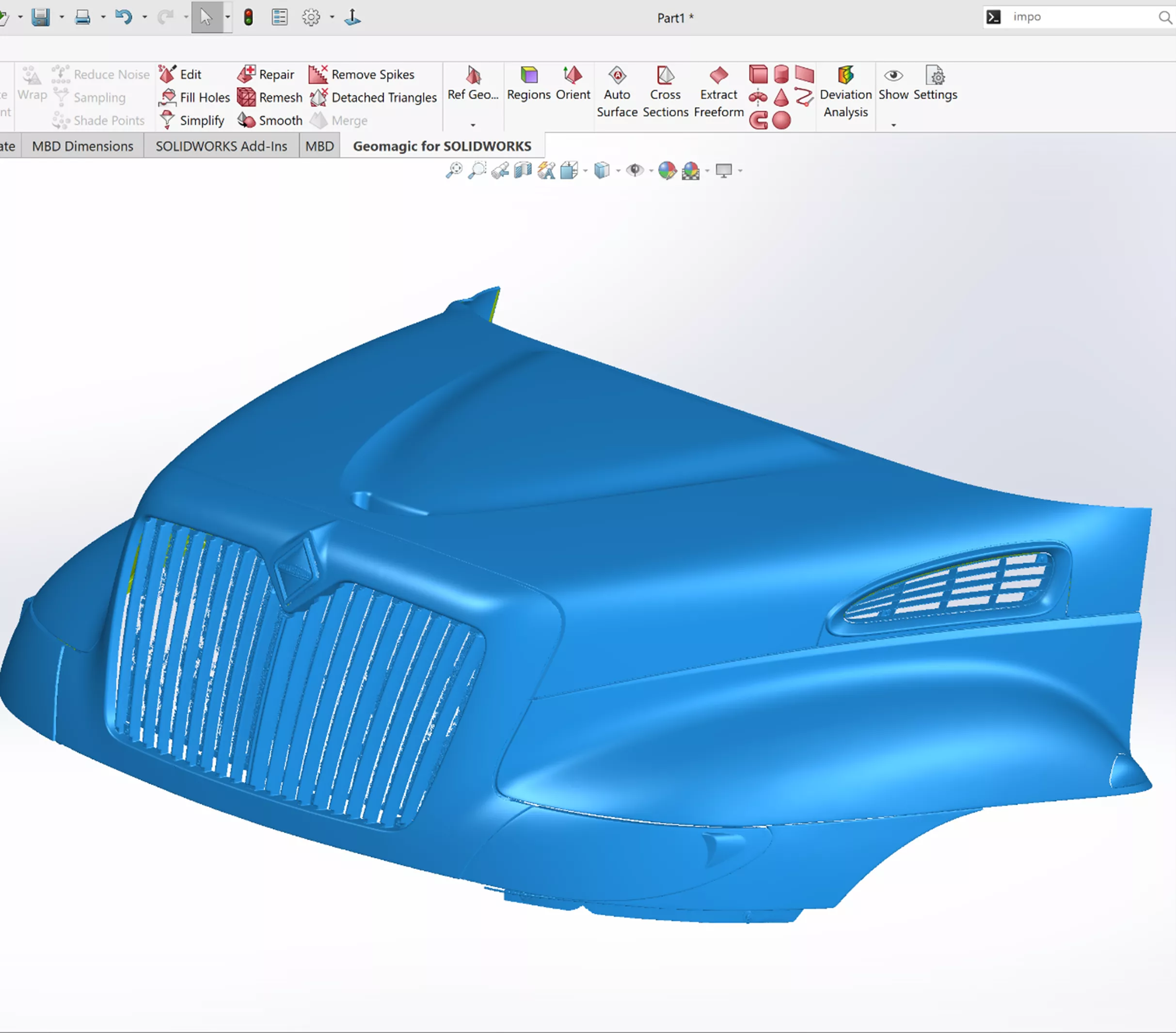 3D Scanned Data Inside of SOLIDWORKS Using Geomagic for SOLIDWORKS Reverse Engineering Software