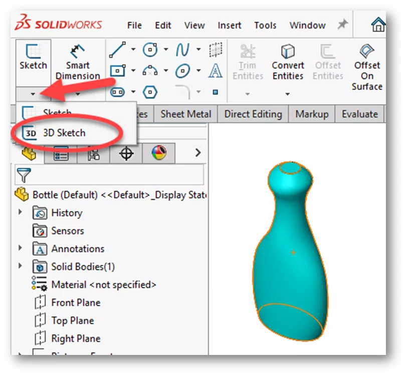 Start with a 3D Sketch to Use Face Curves in SOLIDWORKS