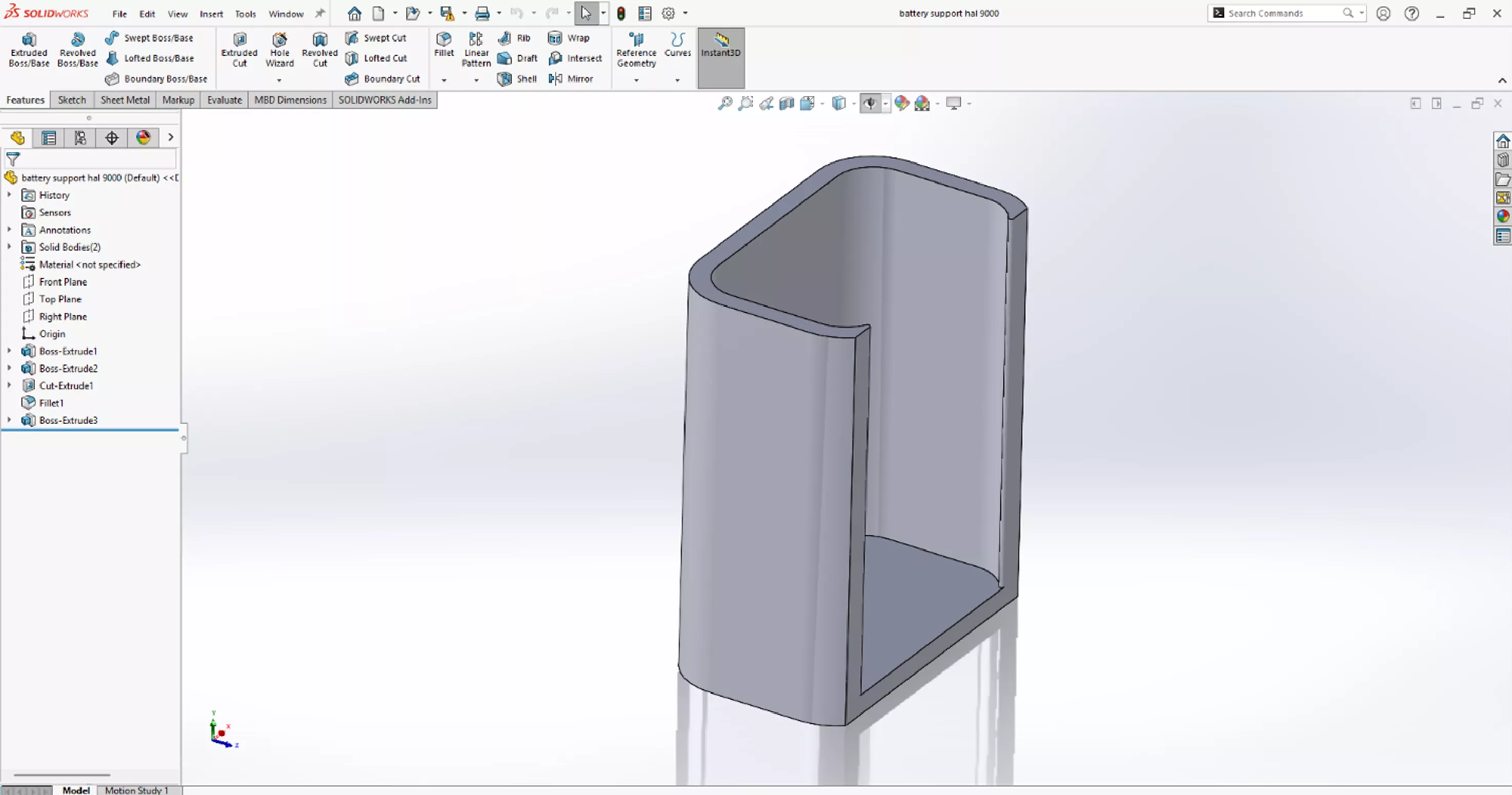 9-Volt Battery Holder Designed in SOLIDWORKS