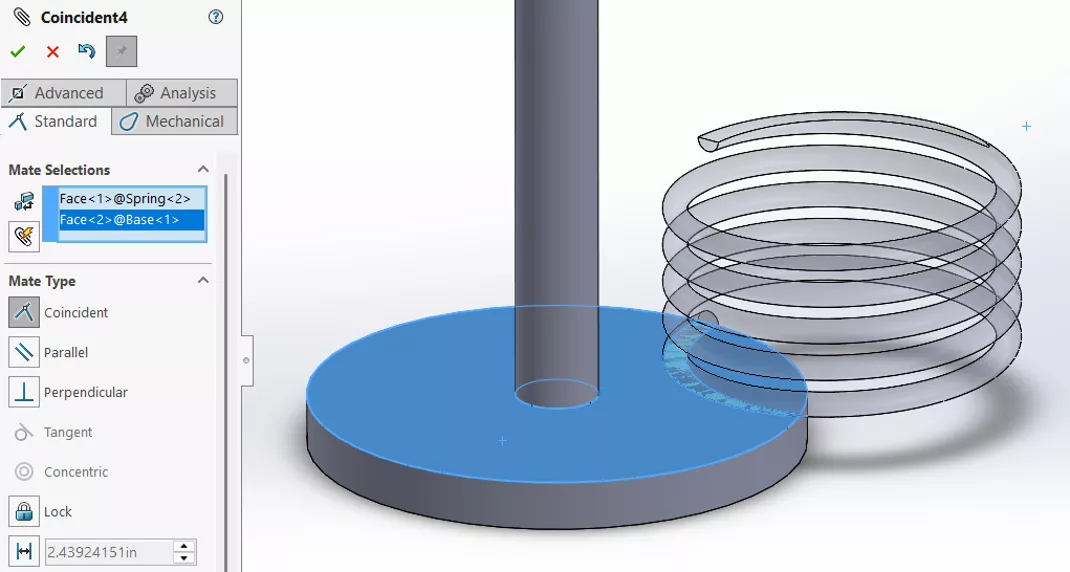 Add Coincident Mate in SOLIDWORKS