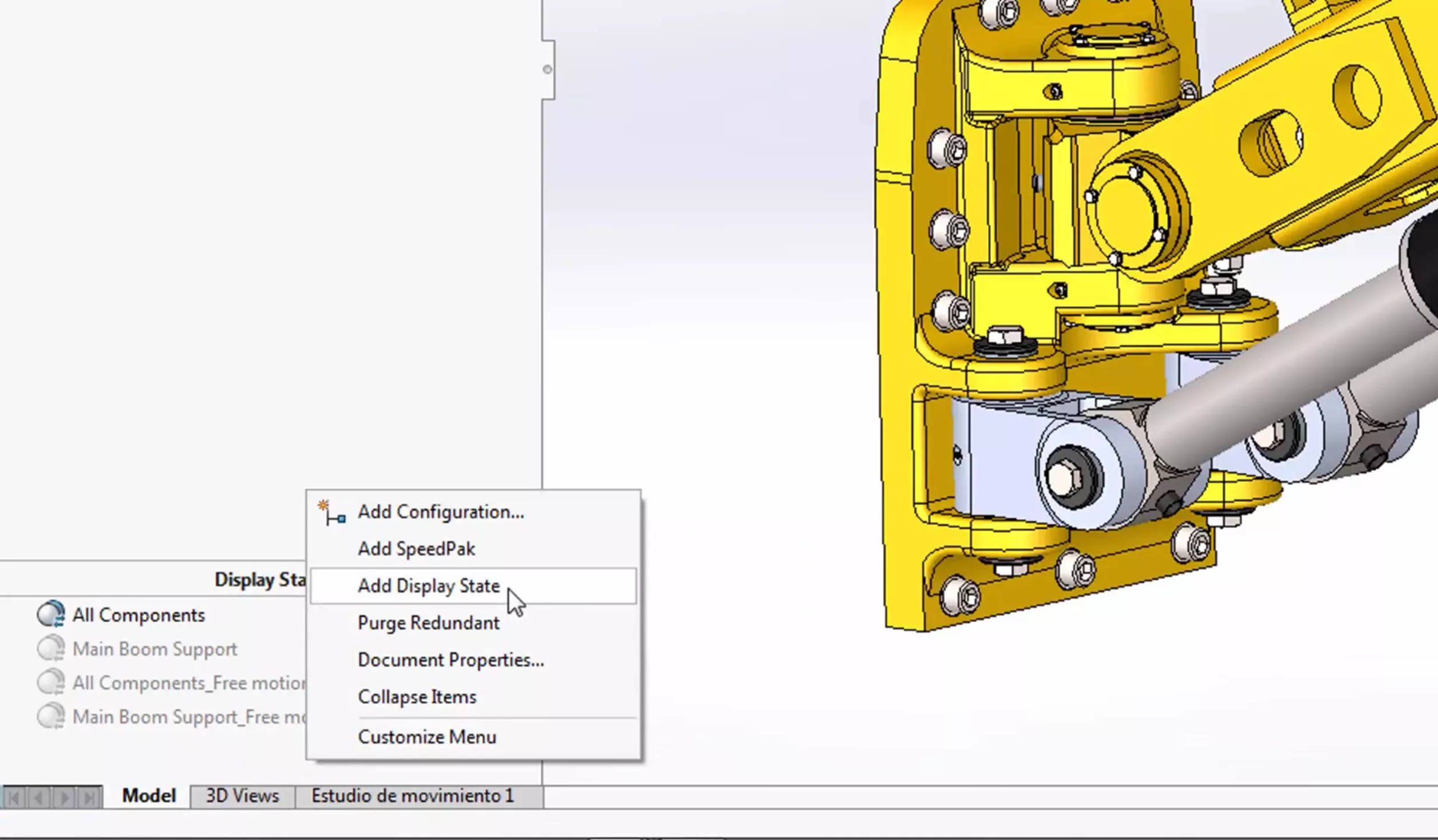 Add Display State Option in SOLIDWORKS