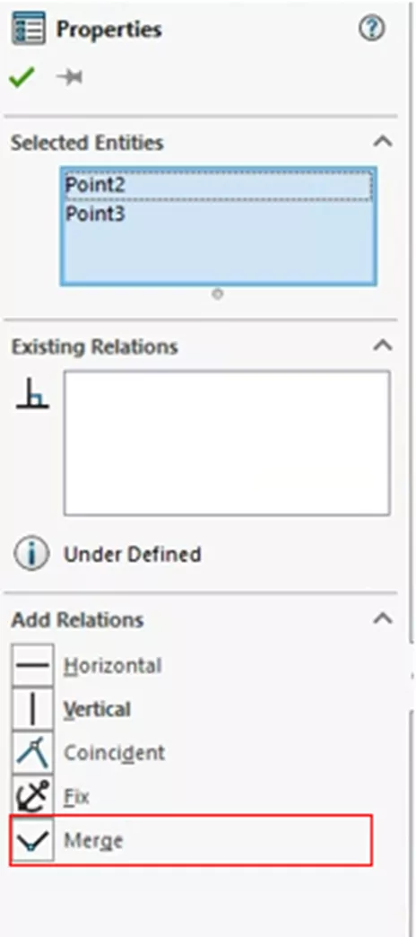 Add a Merge Relation in SOLIDWORKS