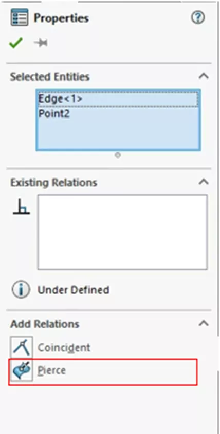 Add a Pierce Relation in SOLIDWORKS