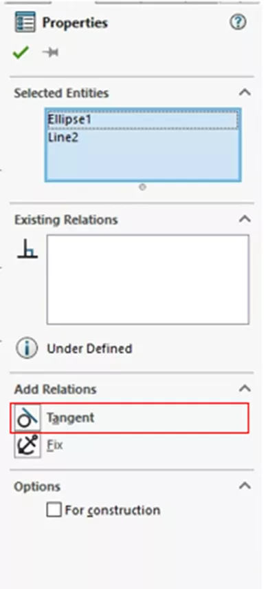 Add Tangent Relations in SOLIDWORKS