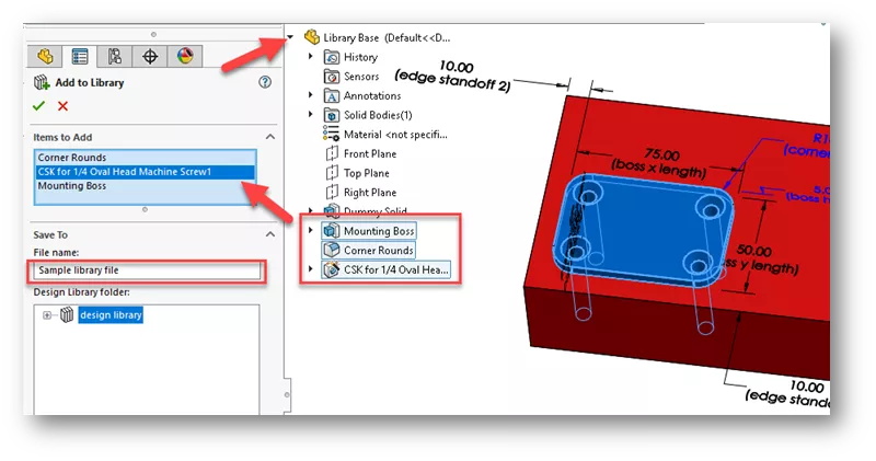 How to Add Features to the SOLIDWORKS Design Library