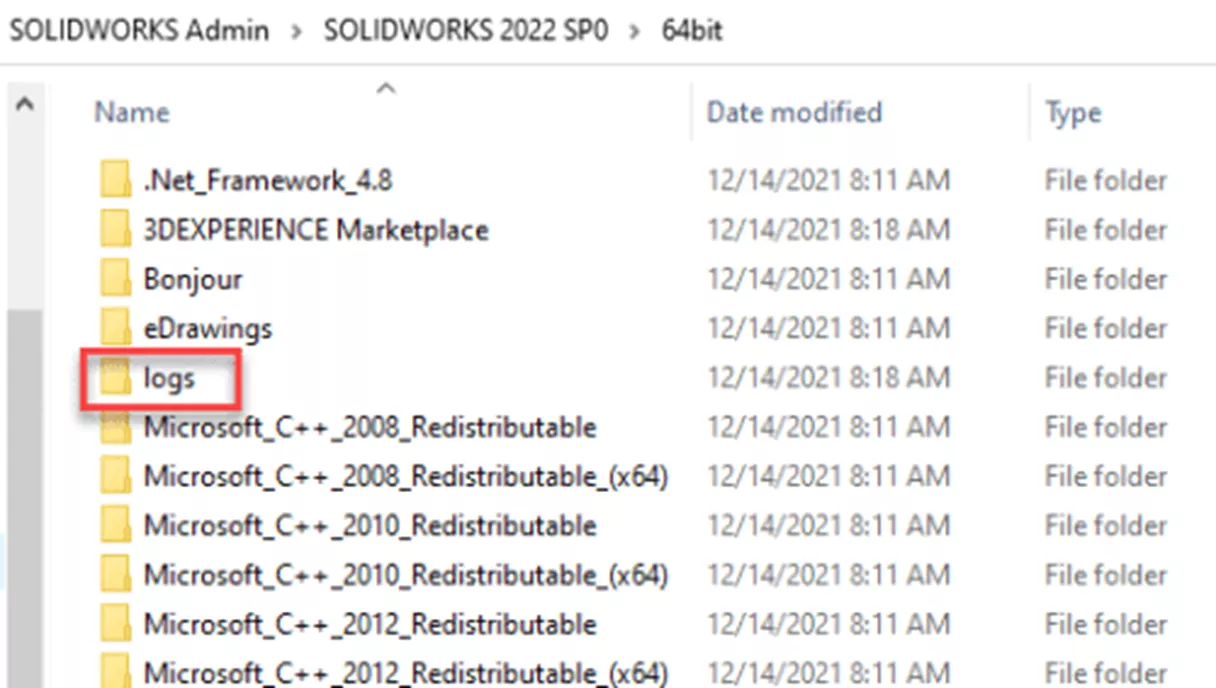 SOLIDWORKS Admin Image Deployment Logs Folder