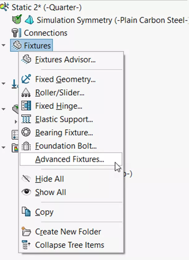 Advanced Fixtures Option in SOLIDWORKS