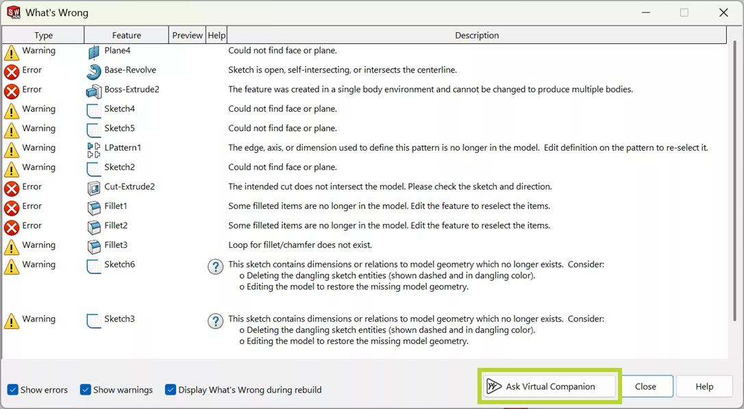 SOLIDWORKS AURA What's Wrong