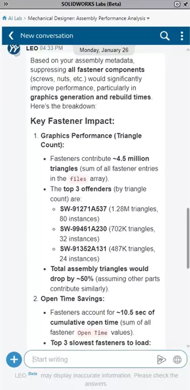 Use AI in SOLIDWORKS with Assembly Performance Analysis