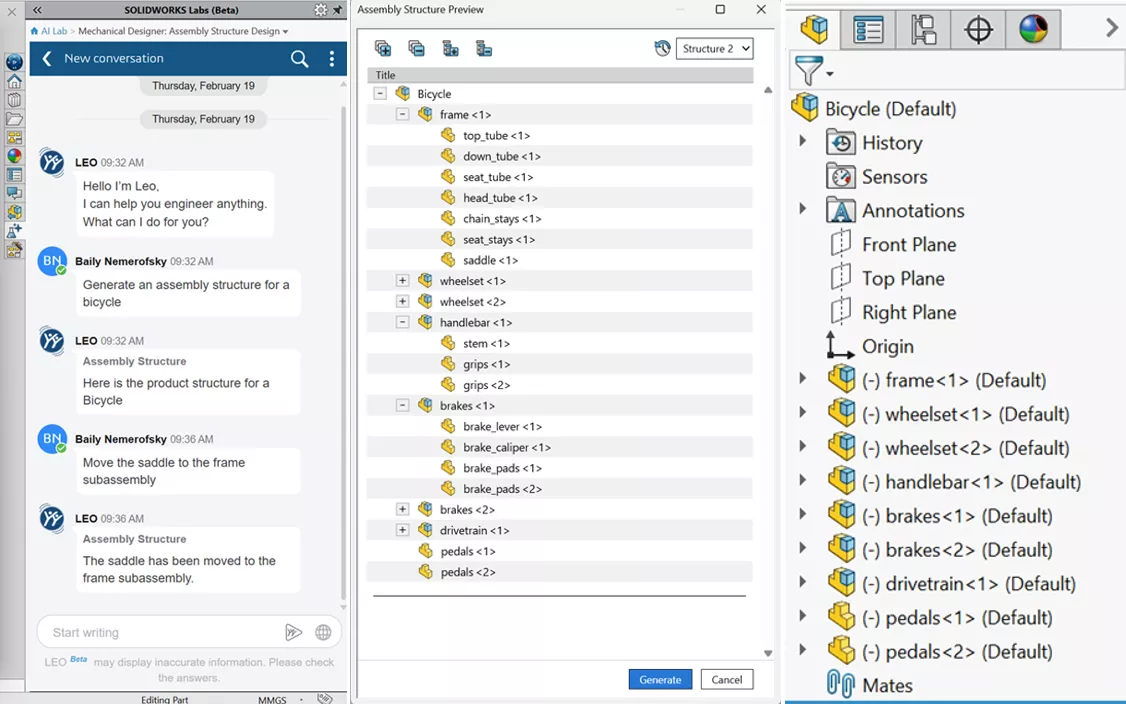 AI in SOLIDWORKS Assembly Structure Design