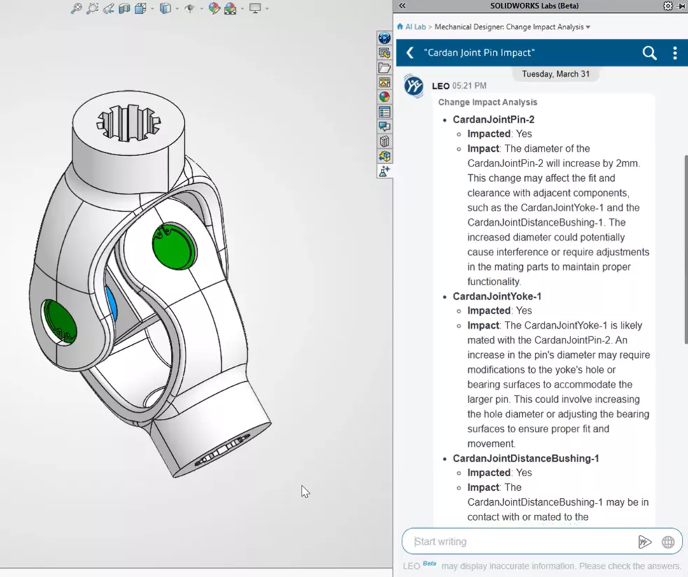 Use AI in SOLIDWORKS with Change Impact Analysis