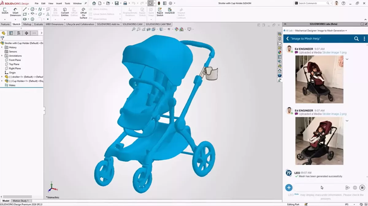 SOLIDWORKS AI Image to Mesh