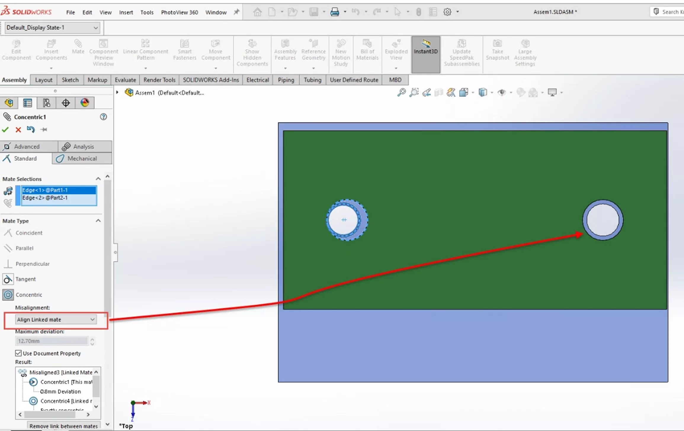 Using the Align Linked Mate Option in SOLIDWORKS 