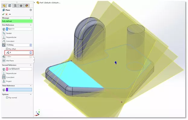 SOLIDWORKS Reference Planes Angle Plane 