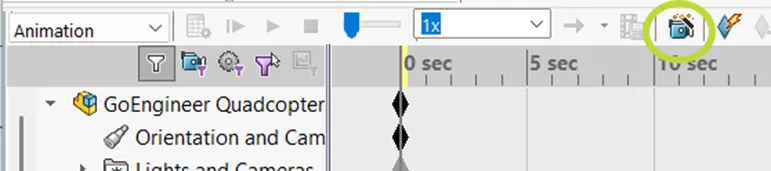 SOLIDWORKS Animation Wizard Button