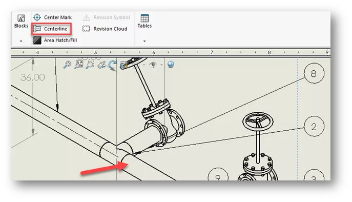 SOLIDWORKS Annotations Toolbar Centerline Option